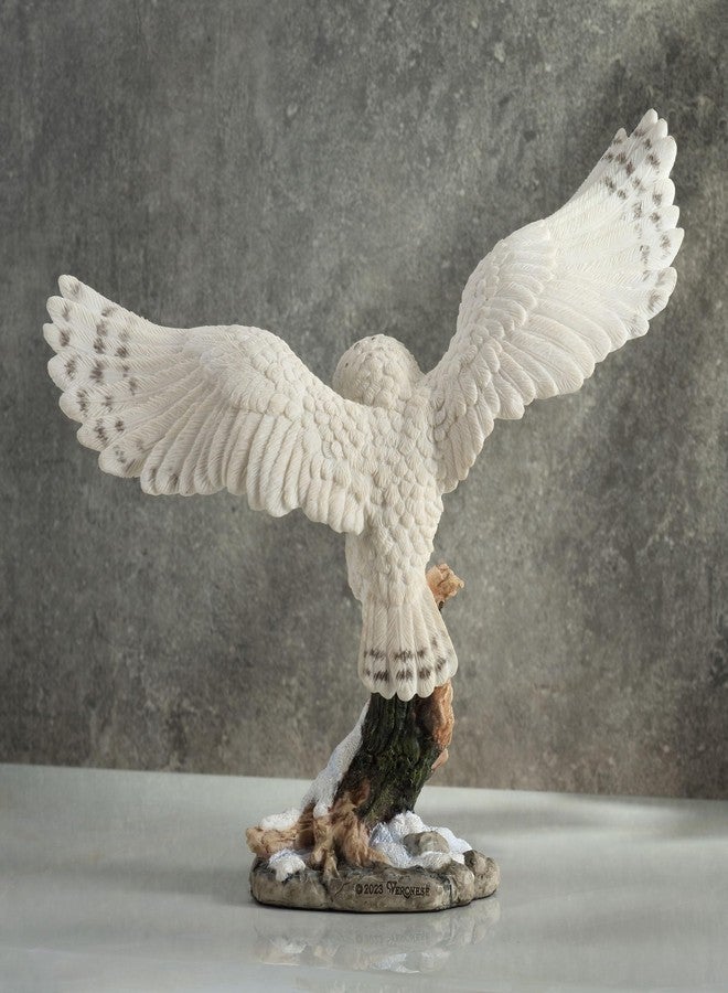 فيرونيز ديزاين تمثال بومة ثلجية من تصميم فيرونيز، مقاس 7 1/8 بوصة، تفرد جناحيها وتجلس على غصن، مصنوع من الراتنج ومطلي يدويًا. - Image 4