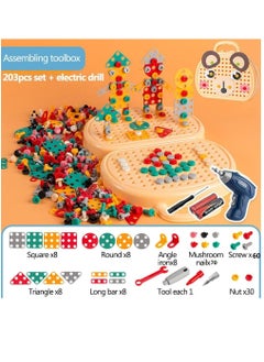 Y&D Tool Kit Box for Kids Children Screw and Drill Puzzle Toy set Creative DIY Building Puzzle Toy with Drill & Screw Driver Tool for Toddlers Boys Girls 203PCS (Yellow)  - Image 2