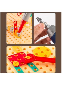 Y&D Tool Kit Box for Kids Children Screw and Drill Puzzle Toy set Creative DIY Building Puzzle Toy with Drill & Screw Driver Tool for Toddlers Boys Girls 203PCS (Yellow)  - Image 5
