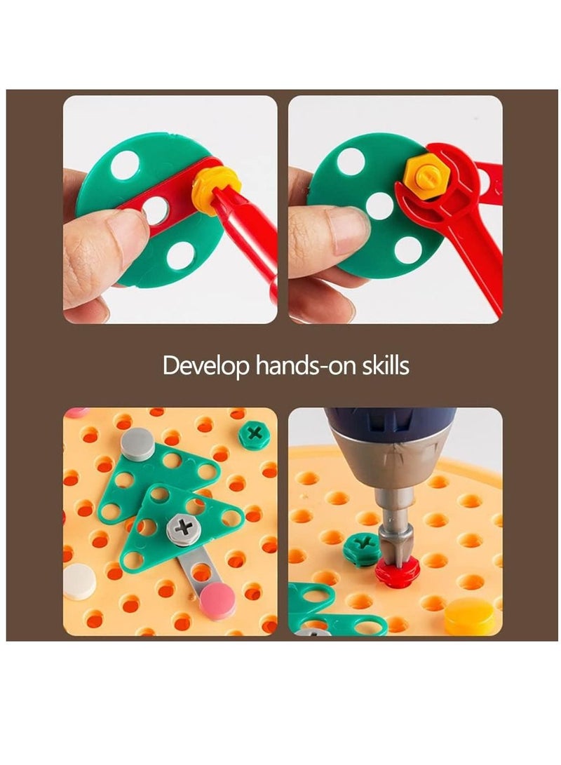 Y&D Tool Kit Box for Kids Children Screw and Drill Puzzle Toy set Creative DIY Building Puzzle Toy with Drill & Screw Driver Tool for Toddlers Boys Girls 203PCS (Yellow)  - Image 4
