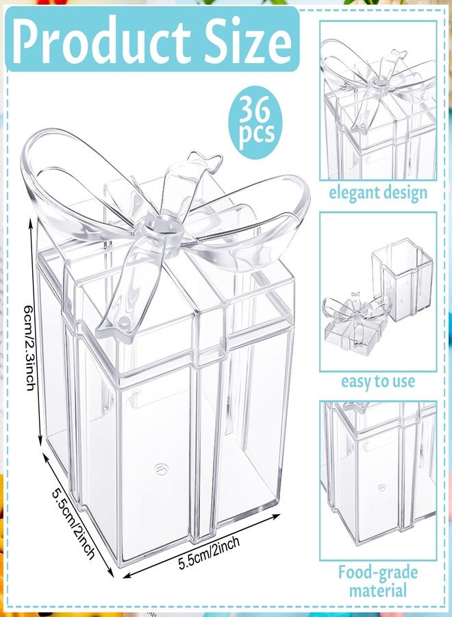 Potchen 36 Pack Clear Acrylic Gift Boxes with Bow Lid 2 x 2 x 2.3 Inch Small Party Favor Boxes Mini Candy Treat Containers for Wedding Baby Shower Birthday Party Decoration Supplies - Image 2