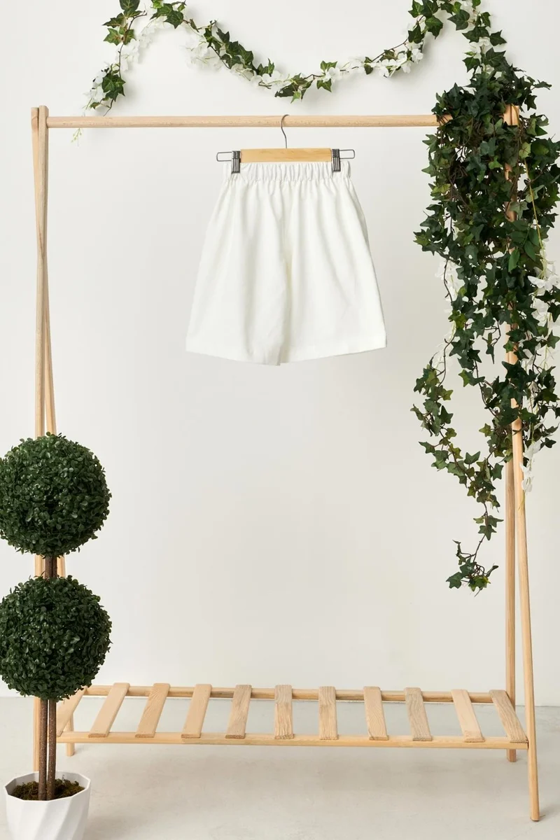 بيبيجيز White Boy's Lace-up Elastic Pocketed Soft Comfortable Lightweight 100% Cotton Combed Cotton Shorts