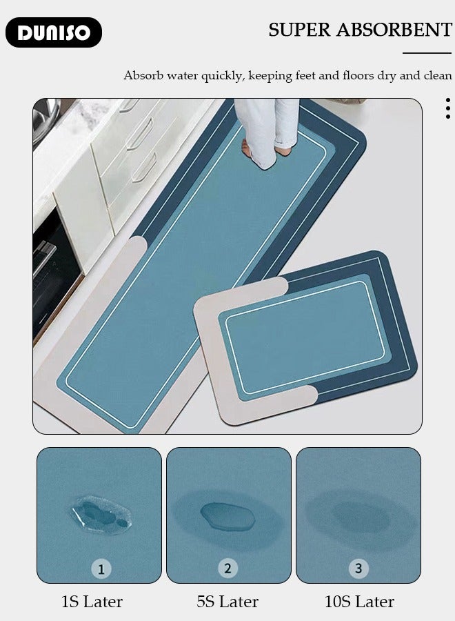 DUNISO طقم سجادات ومشايات مطبخ 2 قطعة، سجادة وقوف ثقيلة غير قابلة للانزلاق، سجادة أرضية سريعة الجفاف من طين الدياتوم، سجادات أرضية فائقة النعومة وامتصاص للمطبخ، الحمام، المكتب، وغسيل الملابس (40*60 سم + 40*120 سم) - Image 3