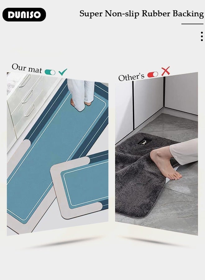 DUNISO طقم سجادات ومشايات مطبخ 2 قطعة، سجادة وقوف ثقيلة غير قابلة للانزلاق، سجادة أرضية سريعة الجفاف من طين الدياتوم، سجادات أرضية فائقة النعومة وامتصاص للمطبخ، الحمام، المكتب، وغسيل الملابس (40*60 سم + 40*120 سم) - Image 4