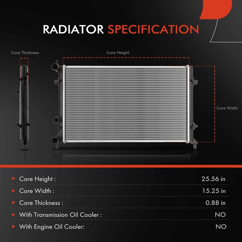 A-Premium A-Premium Radiator Replacement for Volkswagen Jetta 2011-2014 Beetle GTI 2.5L 2.0L  - Image 2