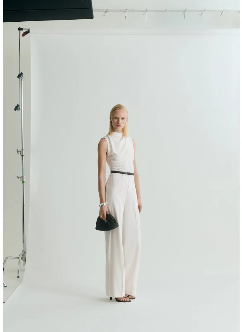 MANGO Long Jumpsuit With Draped Neck And Belt