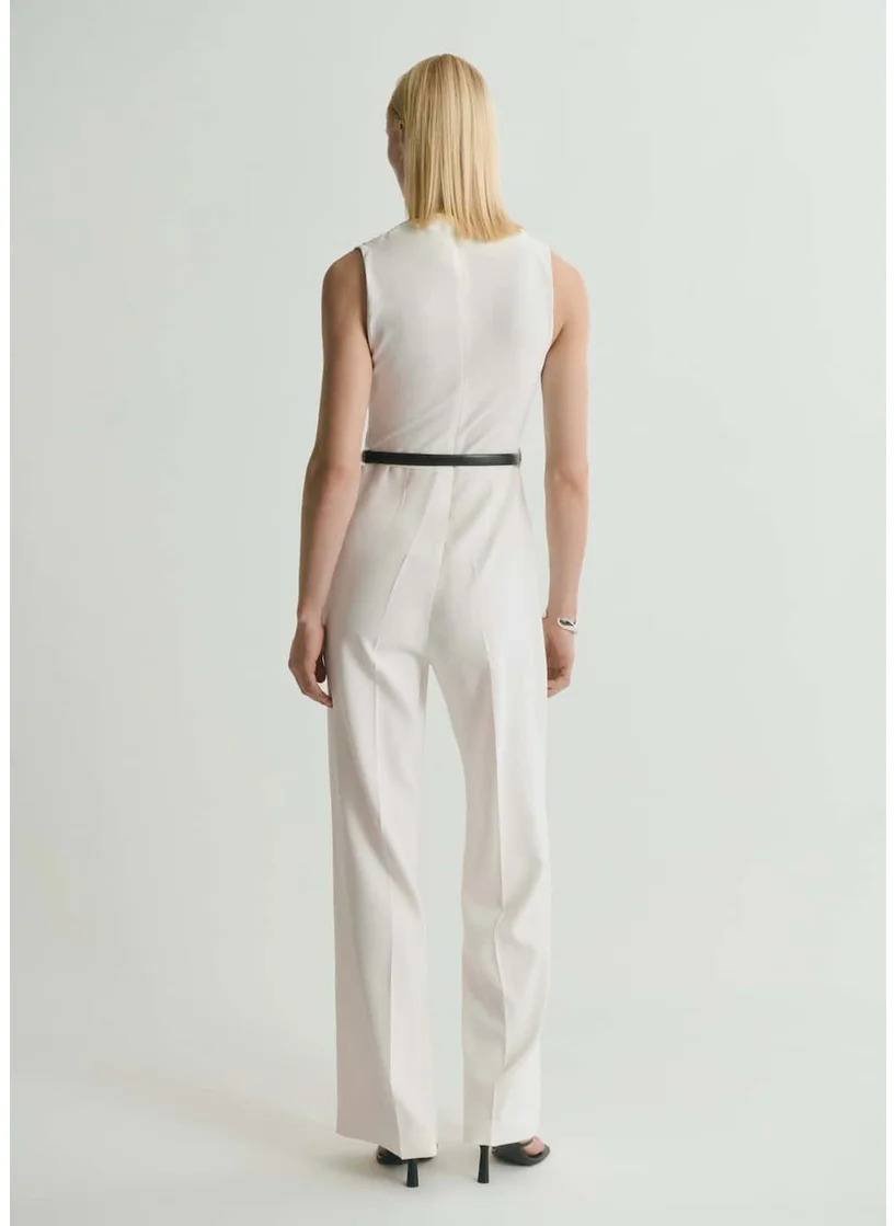 MANGO Long Jumpsuit With Draped Neck And Belt
