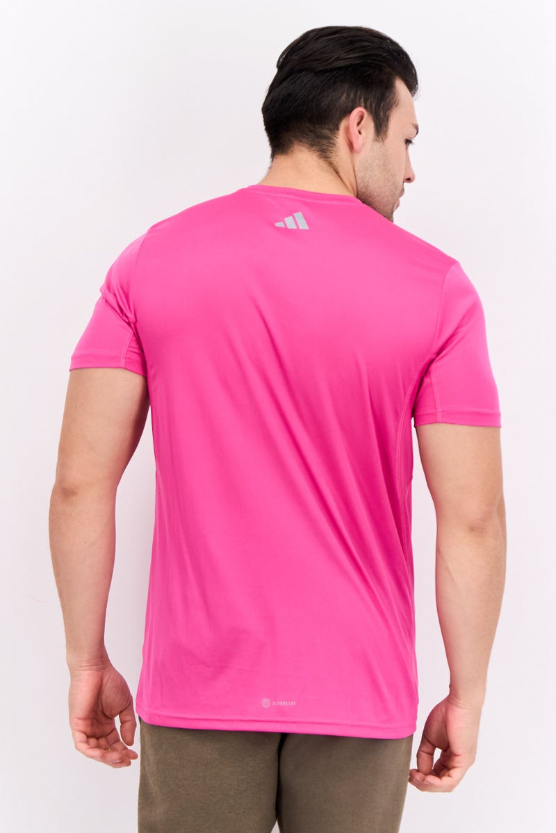 Adidas Men Sportswear Fit Short Sleeves Outdoor T-Shirt, Pink - Image 3