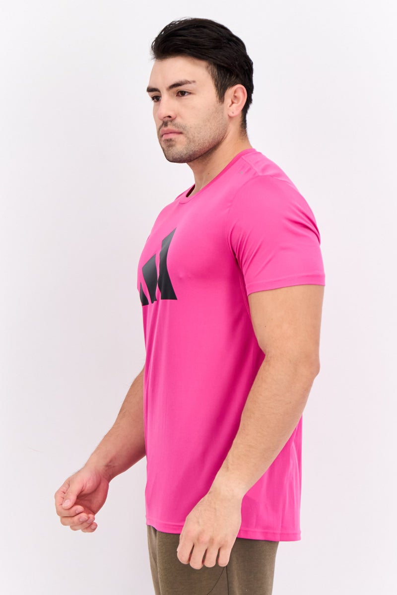Adidas Men Sportswear Fit Short Sleeves Outdoor T-Shirt, Pink - Image 4