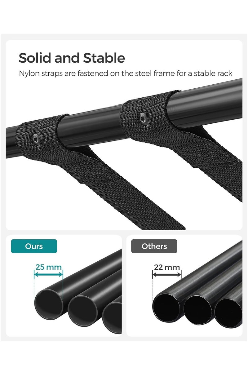 رف أمتعة، رف أمتعة لغرفة الضيوف، حامل حقيبة سفر، إطار فولاذي، قابل للطي، لغرفة النوم، أسود - Image 5