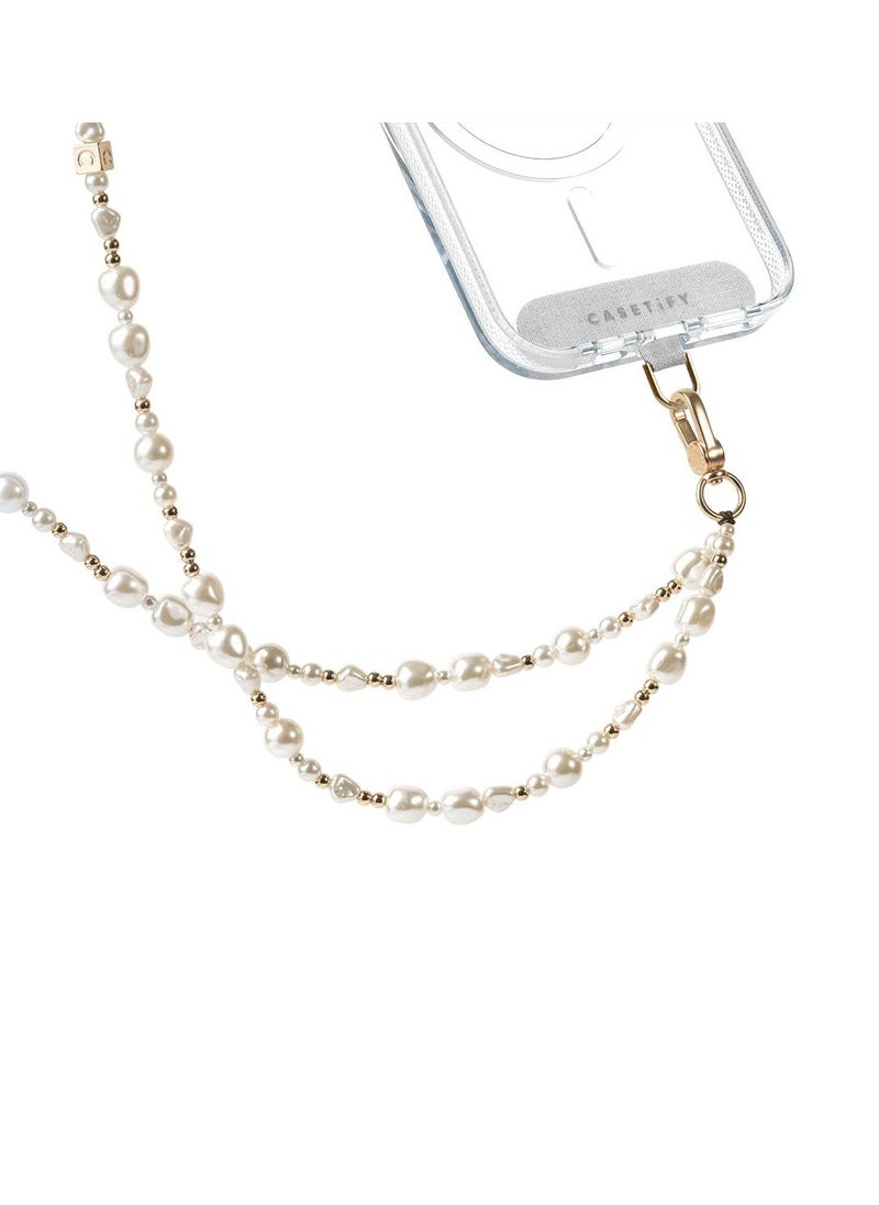 Casetify - Silver White Beaded Phone Lanyard – Crossbody & Anti-Lost Strap - Image 1