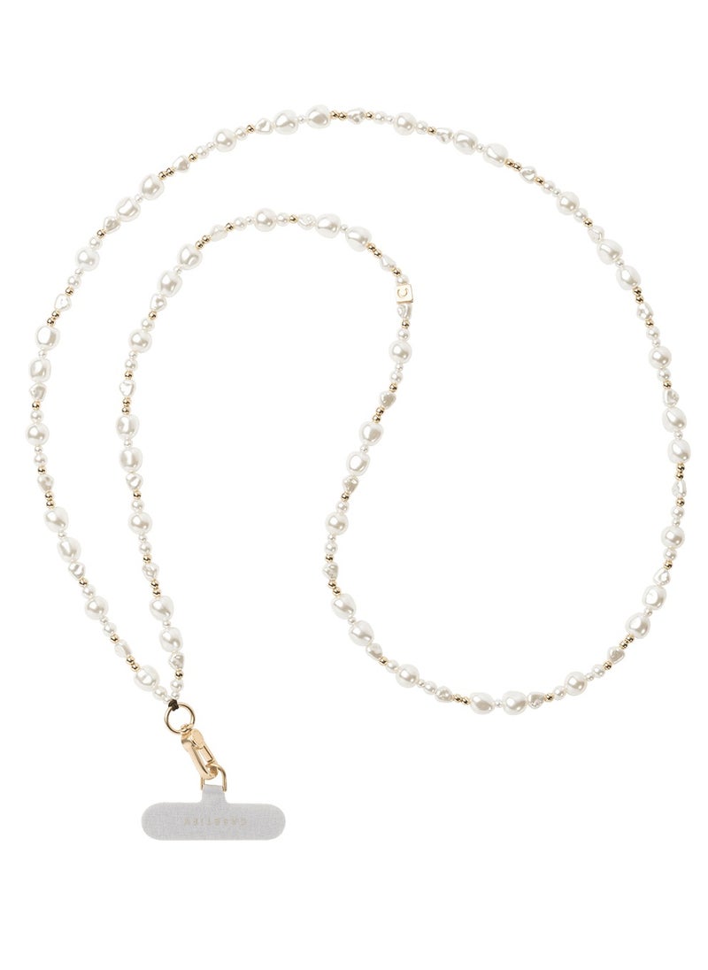 Casetify - Silver White Beaded Phone Lanyard – Crossbody & Anti-Lost Strap - Image 1