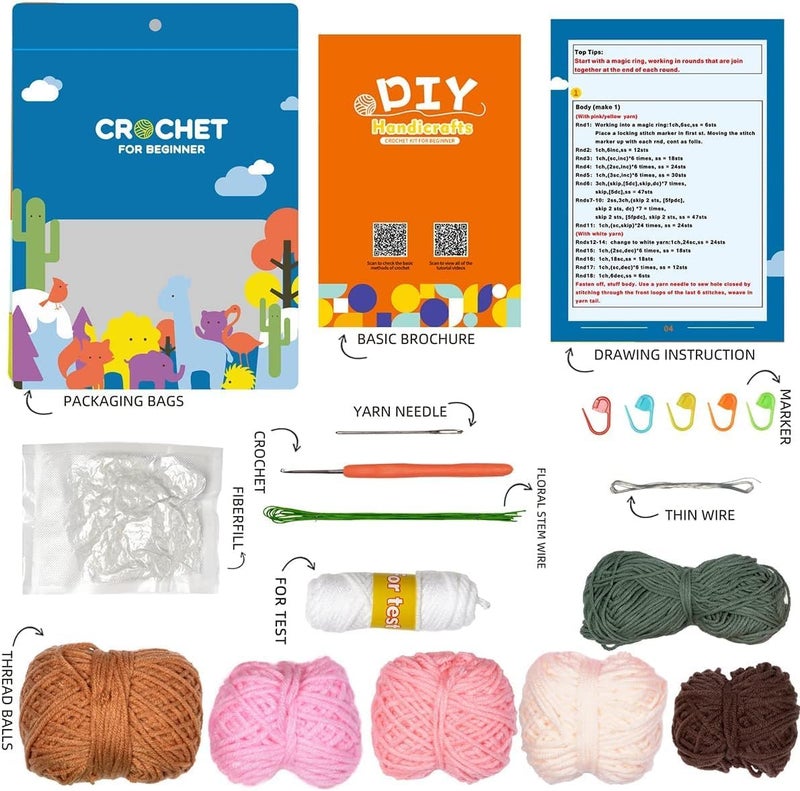 DECOVETTE Crochet Set - Crochet Kit for Beginners & Adults - DIY Crochet Flowers, Sunflowers & Woobles - Multicolour Yarn & Hooks - Non-Foldable - Image 2
