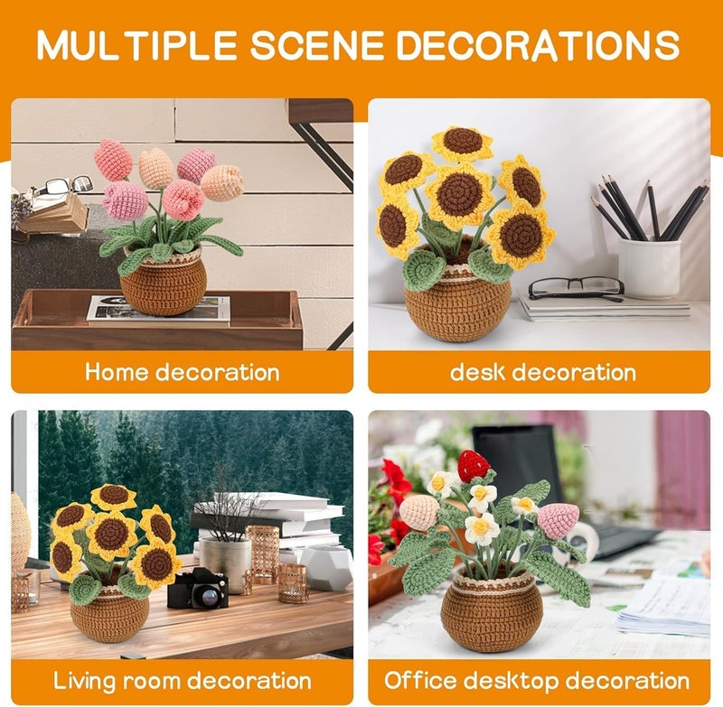 DECOVETTE Crochet Set - Crochet Kit for Beginners & Adults - DIY Crochet Flowers, Sunflowers & Woobles - Multicolour Yarn & Hooks - Non-Foldable - Image 5