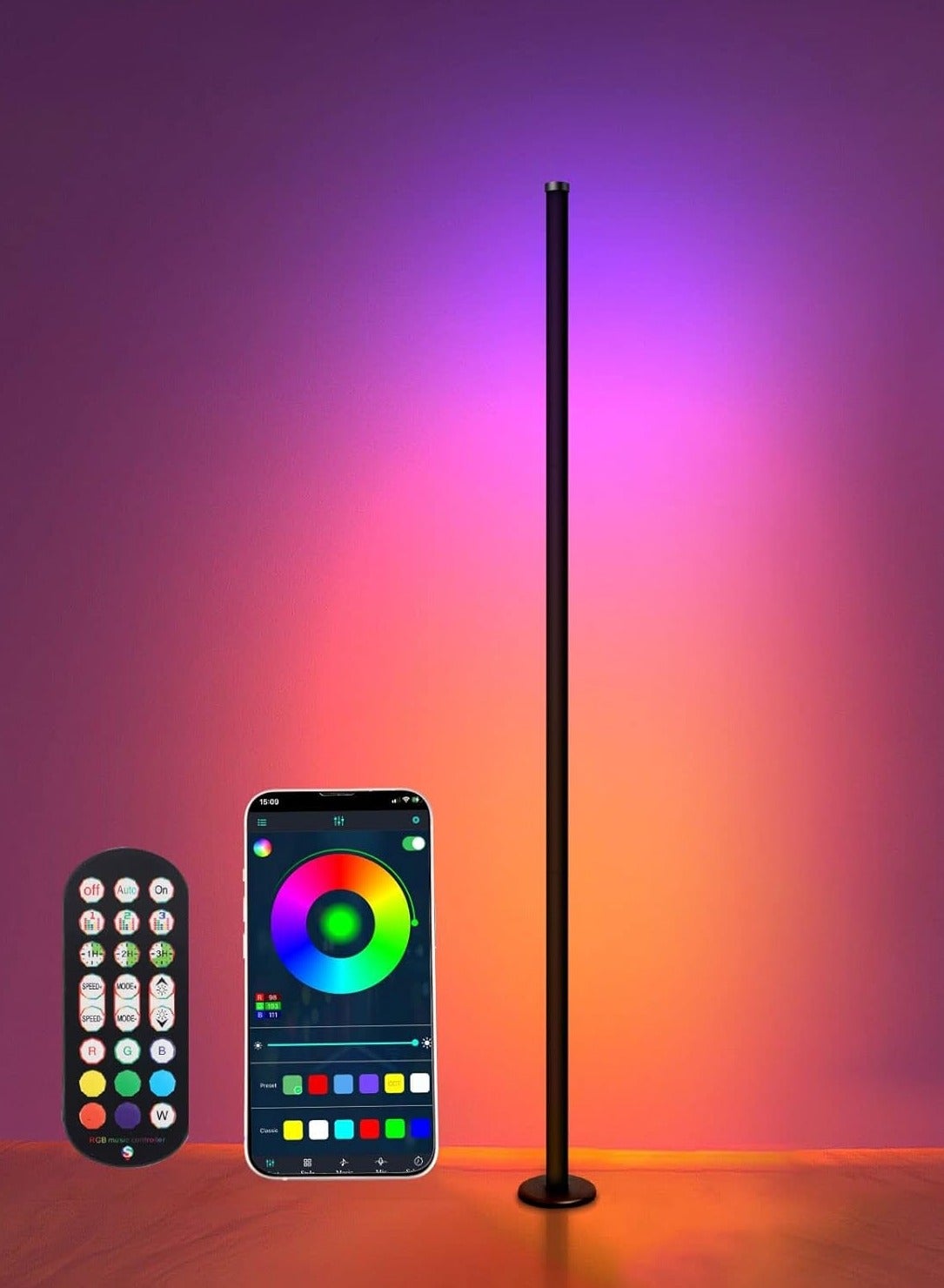 Gaming Lights RGB Light - LED Corner Lamp for Living Room, 10W Color Changing Floor Lamp with APP & Remote Control, Music Sync, Dimmable Timer for Bedroom & Gaming Room