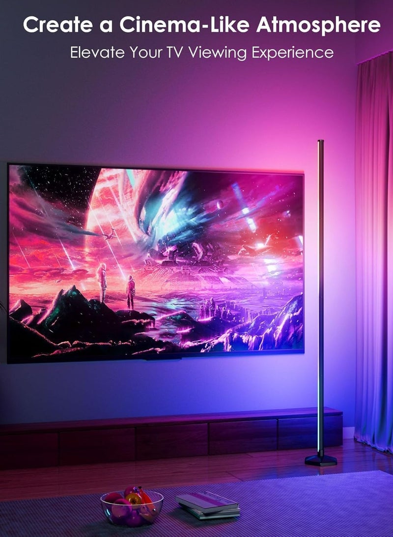 سيرينوفا مصباح زاوية LED لغرفة المعيشة - مصباح تغيير الألوان بقدرة 10 واط، مصباح أرضي للزاوية مع تطبيق وجهاز تحكم عن بُعد، مصباح أرضي RGB للزاوية مع مزامنة الموسيقى القابلة للتعتيم ومؤقت لغرفة المعيشة وغرفة النوم وغرفة الألعاب  - Image 3