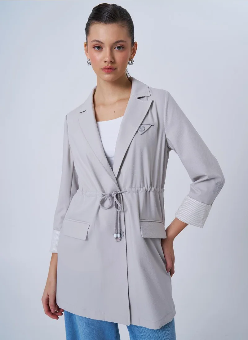 Kayra Waist-Detail Basic Jacket Grey