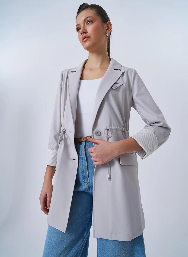 Kayra Waist-Detail Basic Jacket Grey