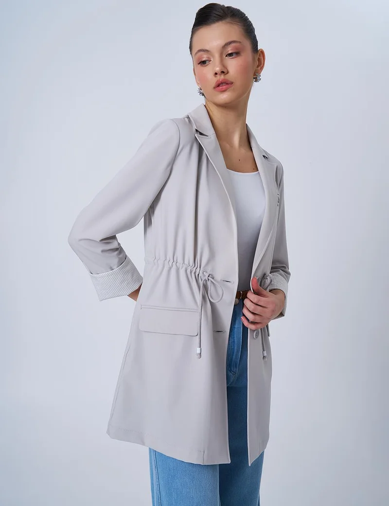 Kayra Waist-Detail Basic Jacket Grey
