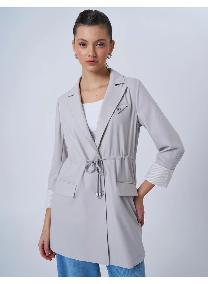Kayra Waist-Detail Basic Jacket Grey