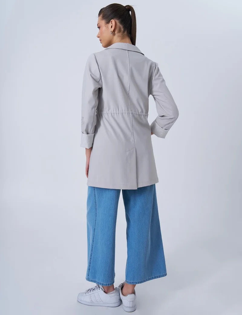 Kayra Waist-Detail Basic Jacket Grey