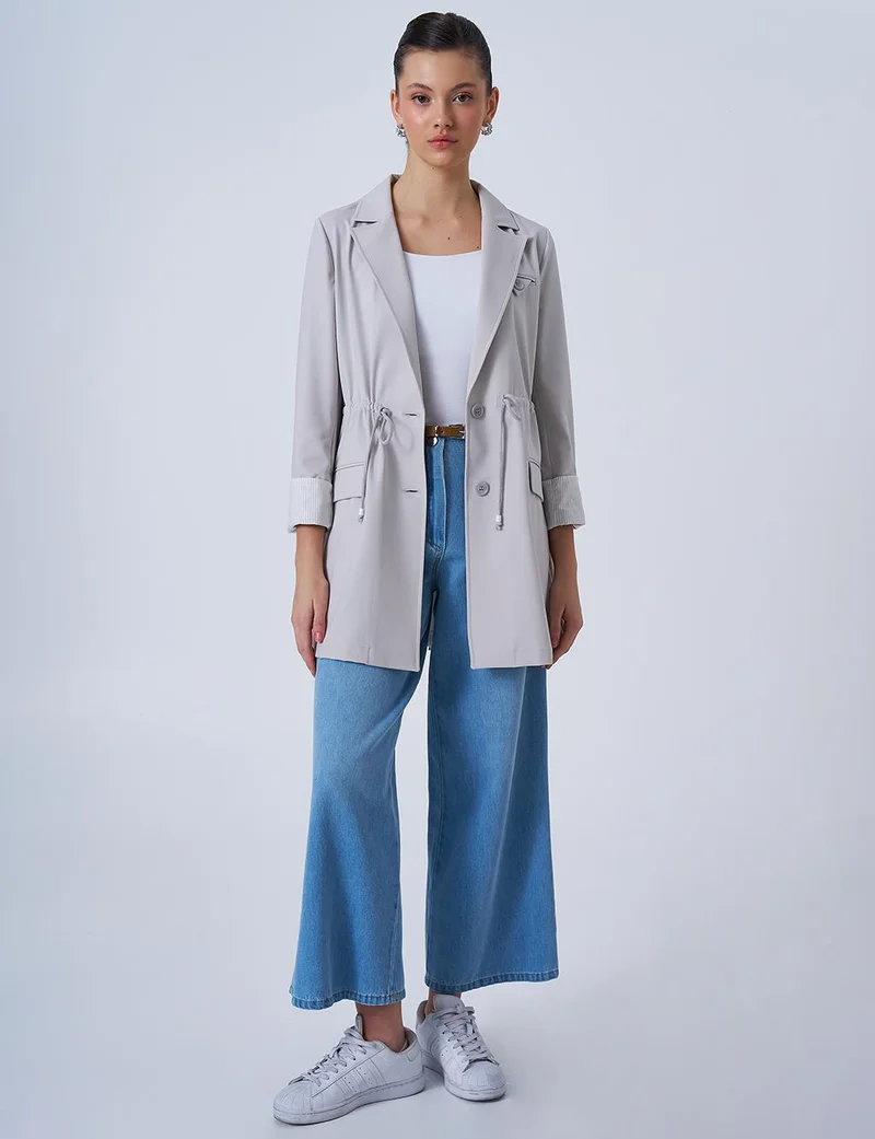 Kayra Waist-Detail Basic Jacket Grey