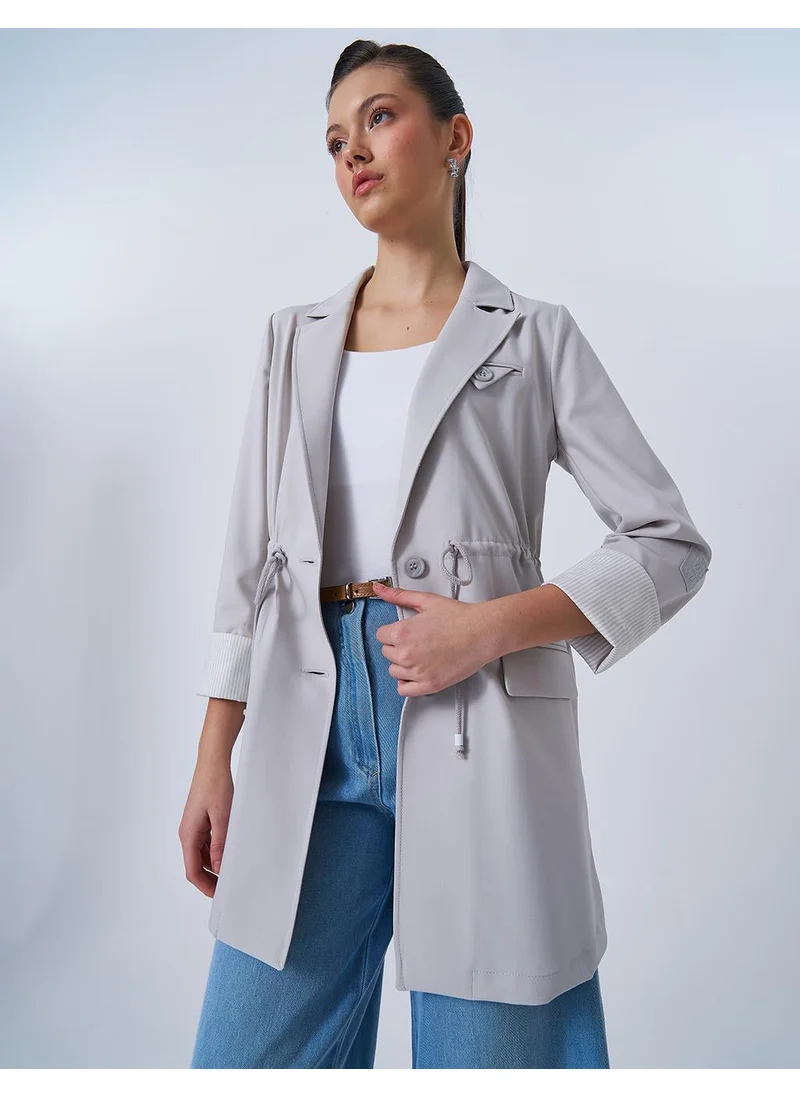 Kayra Waist-Detail Basic Jacket Grey