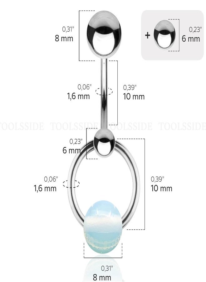 TOOLSSIDE مجوهرات ثقب السرة من TOOLSSIDE VCH مع حجر الأوباليت، حلقة من التيتانيوم، مجوهرات ثقب السرة، حلقات السرة للنساء، مقاس 14G - Image 2