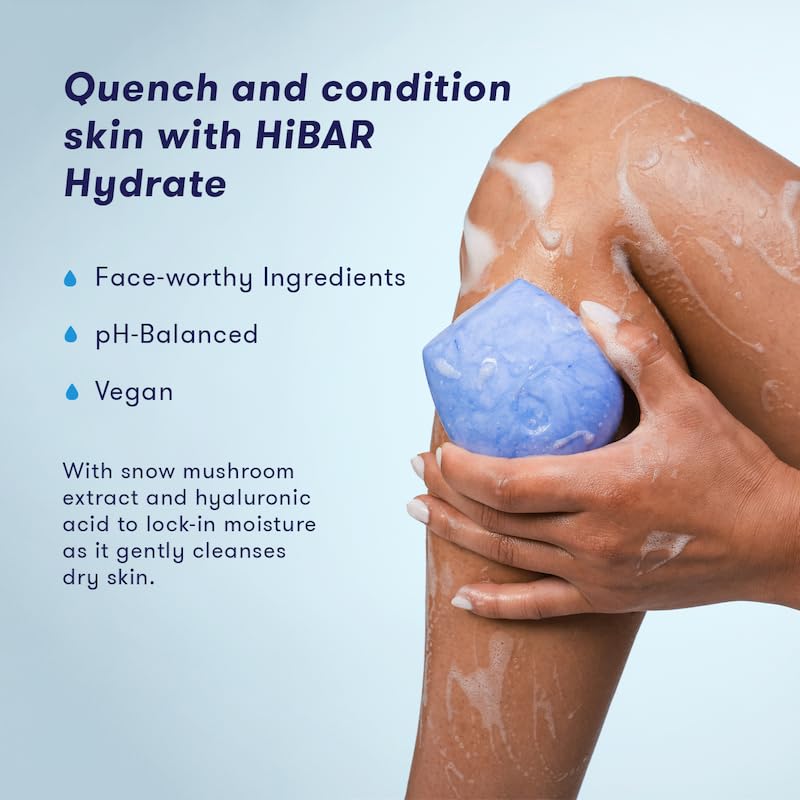 HIBAR Hydrate Solid Body Wash Bar Moisturize Quench Snow mushroom and hyaluronic acid Daily Use Sensitive Skin Plastic Paraben SoapFree Vegan Vanilla Blue Orchid - Image 2