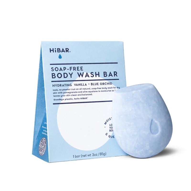 HIBAR Hydrate Solid Body Wash Bar Moisturize Quench Snow mushroom and hyaluronic acid Daily Use Sensitive Skin Plastic Paraben SoapFree Vegan Vanilla Blue Orchid - Image 1