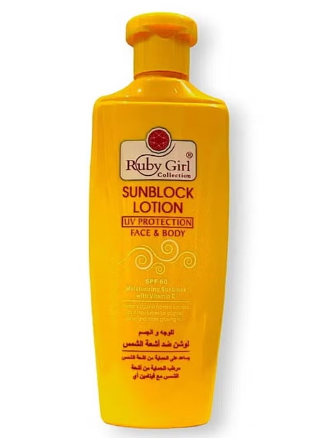 Ruby Girl Sunblock Lotion SPF 60 – UV Protection Face & Body Moisturizing Lotion with Vitamin E