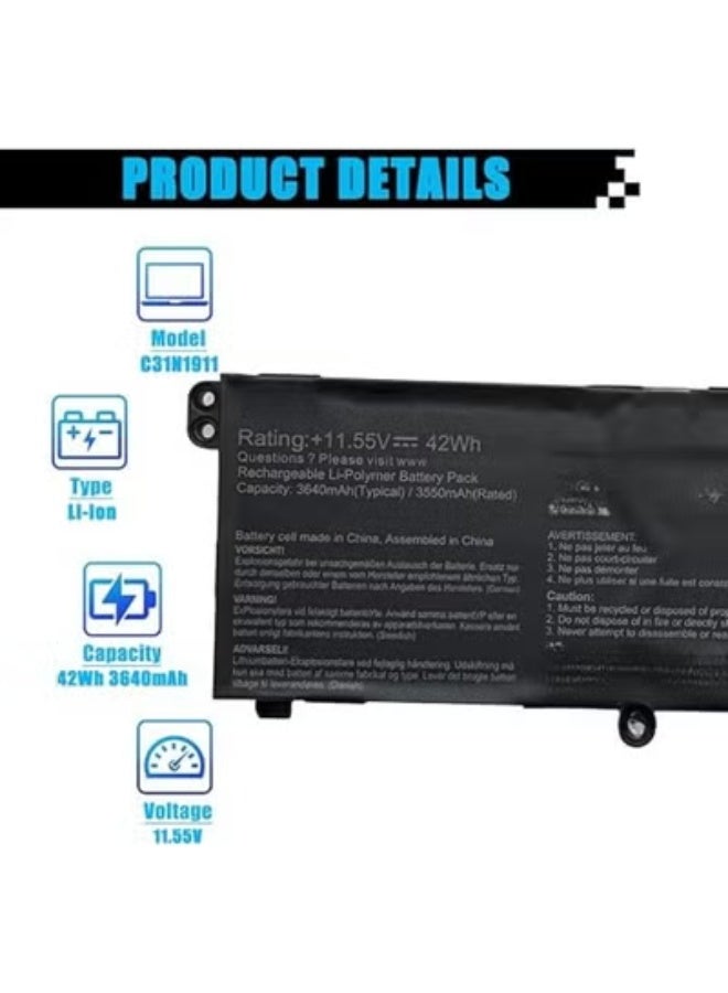 C31N1911 / B31N1911 Replacement Laptop Battery Compatible with TP420, TP470, TM420, K413, S433FA, TP470EA, TM420UA - Image 3