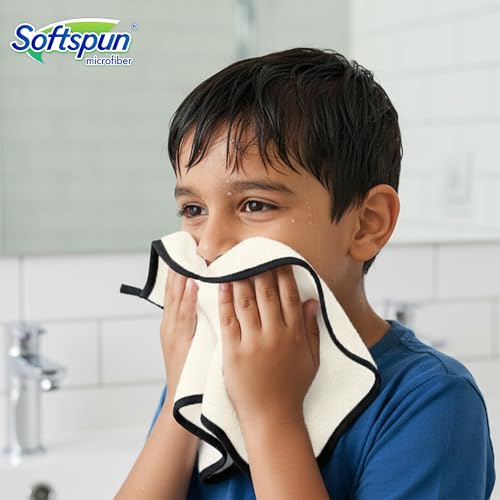 SOFTSPUN Microfiber Baby Hand & Face Wipes 280 GSM 20x30 Cms, 4 Piece Towel Set, White! Super Soft & Comfortable for Newborn Baby and Kids Quick Drying Ultra Absorbent in Small Size.… - Image 3