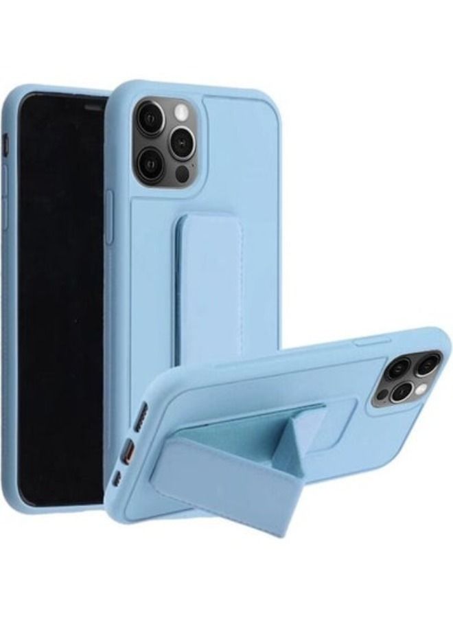 ACLIX iPhone 14 Pro Case with Hand Grip Foldable Magnetic Kickstand Wrist Strap Finger Grip Cover 6.1 inch Light Blue - Image 3