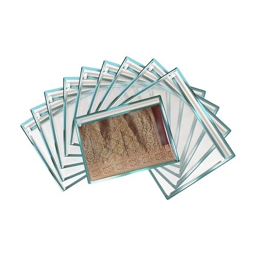 FabPax Premium Saree Cover for Storage & Travel, Transparent Non-Woven Saree Bag with Zipper, Dustproof Wardrobe Organizer for Silk, Designer & Wedding Sarees (36x42 cm) (Sky Blue, Set of 10) - Image 1