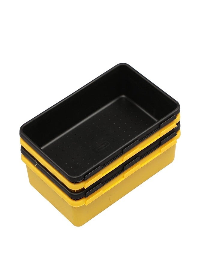 divinezon Interlocking Drawer Organizer Storage Rack Cutlery & Desk Storage for Household, Kitchen & Office | Black/Yellow | Set of 04 - Image 2