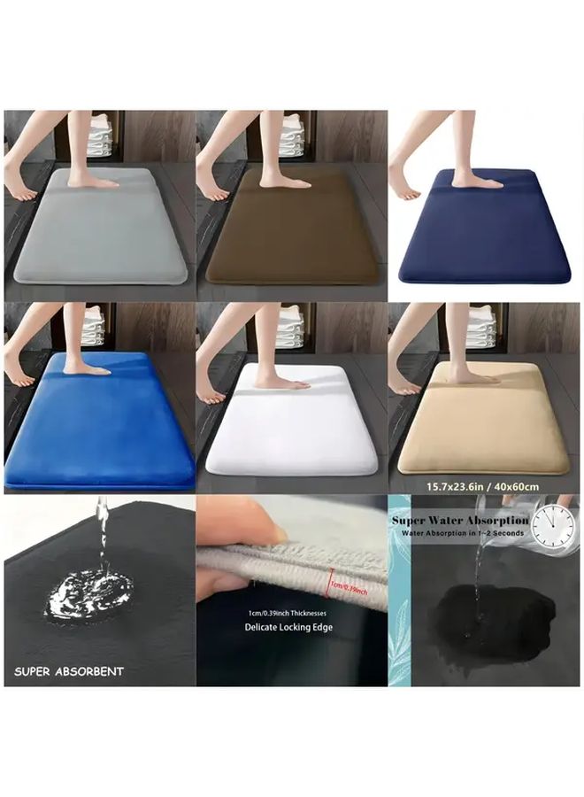 1 قطعة بساط فاخر بلون أزرق صلب B غير قابل للانزلاق، بتصميم قديم وماص، مقاس 15.75 × 23.62 بوصة، قابل للغسل في الغسالة، سريع الجفاف، فائق النعومة من الصوف المرجاني، وسادة وقوف سهلة التنظيف، مناسبة لغرفة المعيشة وغرفة النوم والحمام والمطبخ وحوض المطبخ ومنطقة الغسيل. - Image 1