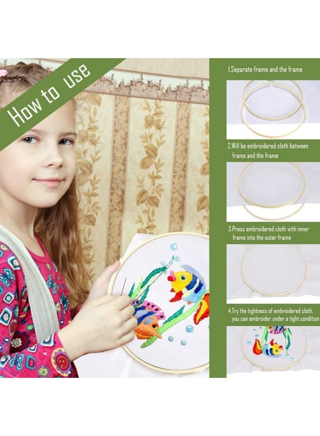 Caydo Caydo 12 Pieces 12 Inch Embroidery Hoops Wooden Round Adjustable Bamboo Circle Cross Stitch Hoop Ring Bulk Wholesale For Art Craft Handy Sewing - Image 4