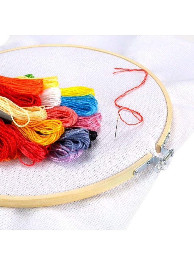 Caydo Caydo 12 Pieces 12 Inch Embroidery Hoops Wooden Round Adjustable Bamboo Circle Cross Stitch Hoop Ring Bulk Wholesale For Art Craft Handy Sewing - Image 5