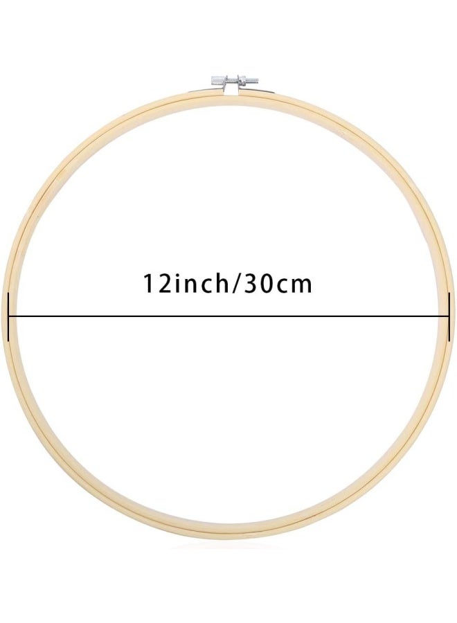 Caydo Caydo 12 Pieces 12 Inch Embroidery Hoops Wooden Round Adjustable Bamboo Circle Cross Stitch Hoop Ring Bulk Wholesale For Art Craft Handy Sewing - Image 2