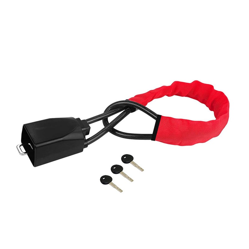 Steering Wheel Lock, Universal Seat Belt Lock Anti-Theft Locking Device with 3 Keys for Car SUV Van Golf Cart Truck Red - Image 1