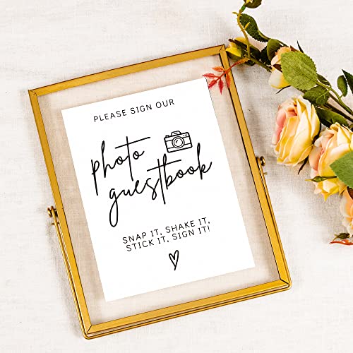 Calculs Gold Floating Picture Frame Wedding Signs - Please Sign Our Guest Book - 10”x8” Place Card/Menu Holder - Image 4