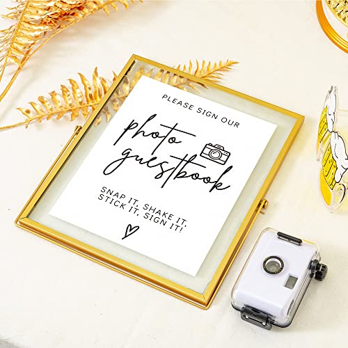 Calculs Gold Floating Picture Frame Wedding Signs - Please Sign Our Guest Book - 10”x8” Place Card/Menu Holder - Image 5