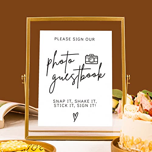 Calculs Gold Floating Picture Frame Wedding Signs - Please Sign Our Guest Book - 10”x8” Place Card/Menu Holder - Image 3