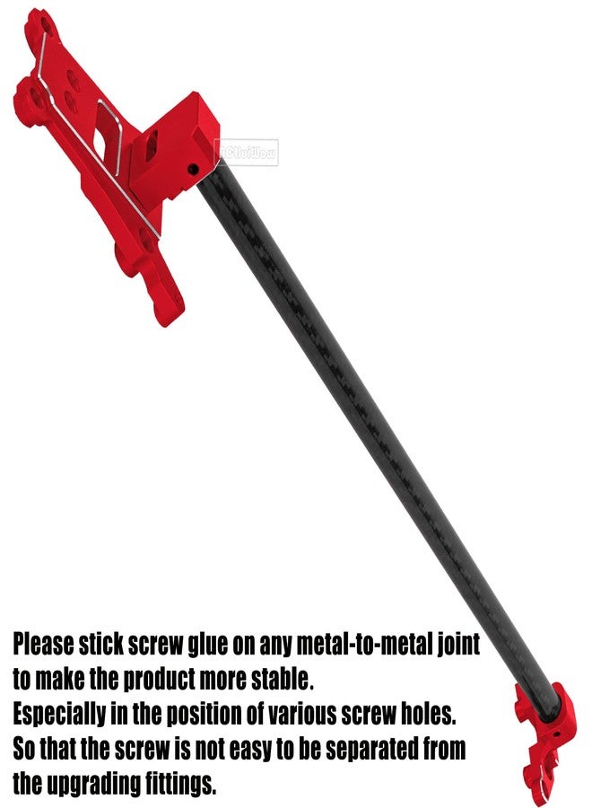 RCHuiWow RC Chassis Brace Kit Upgrades Part for 1/10 Slash 4x4 LCG,Slash 4x4 LCG VXL,Rustler 4x4,Rustler 4x4 VXL,Alloy Aluminium w/Carbon Fibre Chassis Brace,Red - Image 4