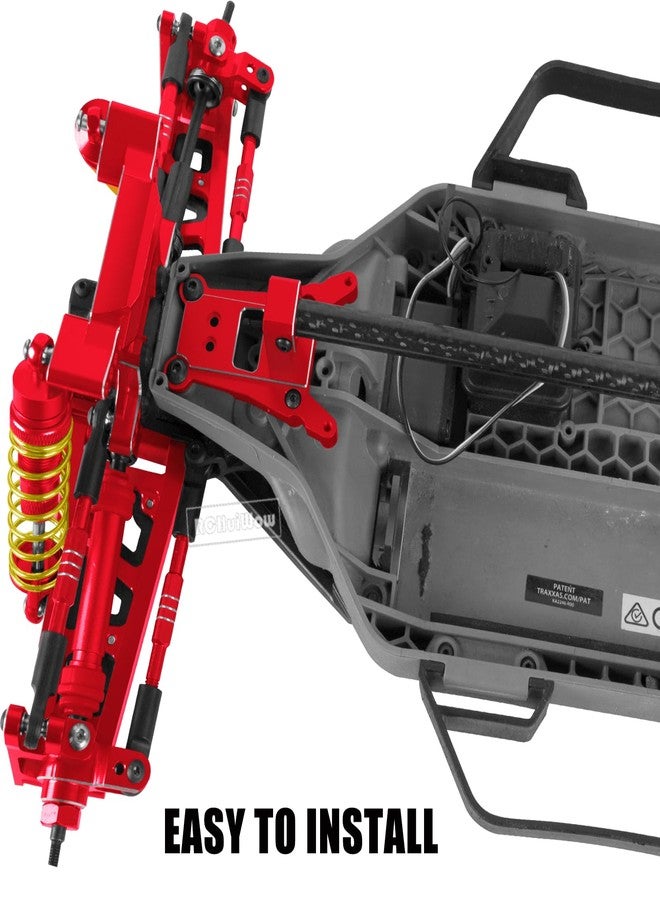 RCHuiWow RC Chassis Brace Kit Upgrades Part for 1/10 Slash 4x4 LCG,Slash 4x4 LCG VXL,Rustler 4x4,Rustler 4x4 VXL,Alloy Aluminium w/Carbon Fibre Chassis Brace,Red - Image 3