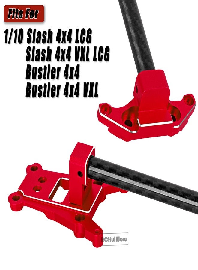 RCHuiWow RC Chassis Brace Kit Upgrades Part for 1/10 Slash 4x4 LCG,Slash 4x4 LCG VXL,Rustler 4x4,Rustler 4x4 VXL,Alloy Aluminium w/Carbon Fibre Chassis Brace,Red - Image 2