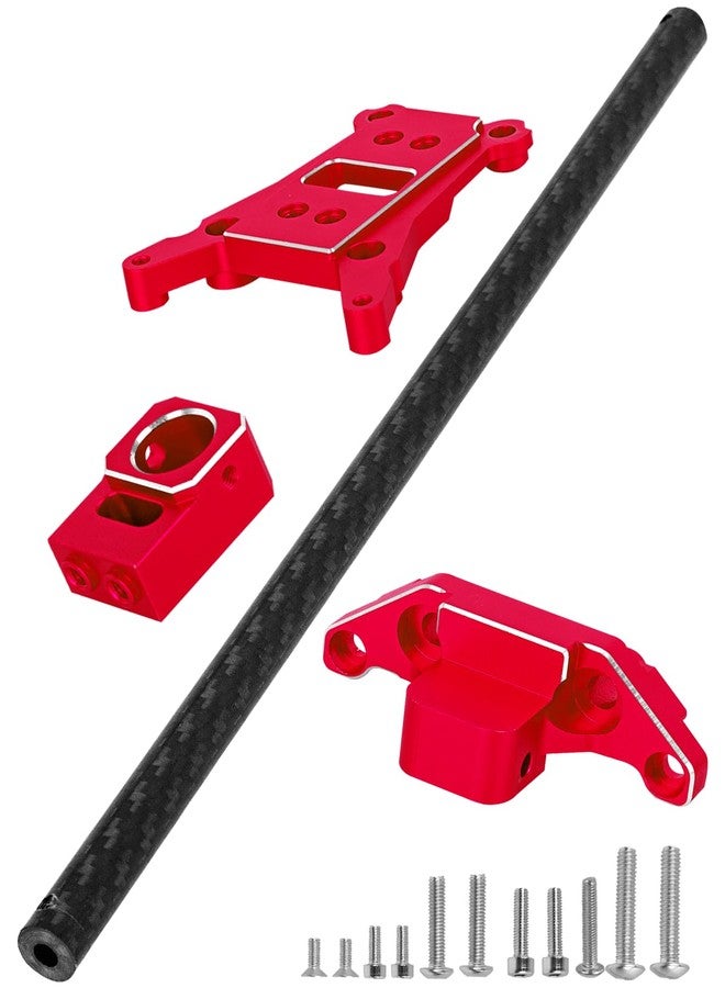 RCHuiWow RC Chassis Brace Kit Upgrades Part for 1/10 Slash 4x4 LCG,Slash 4x4 LCG VXL,Rustler 4x4,Rustler 4x4 VXL,Alloy Aluminium w/Carbon Fibre Chassis Brace,Red - Image 1