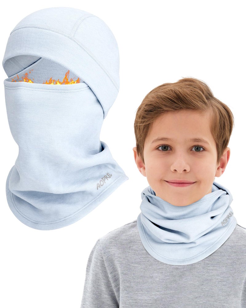 AOPREL Kids Balaclava Ski Mask, Modal Wool Blend Soft Face Mask for Boys & Girls, Windproof Full Face Cover for Cold Weather - Image 1