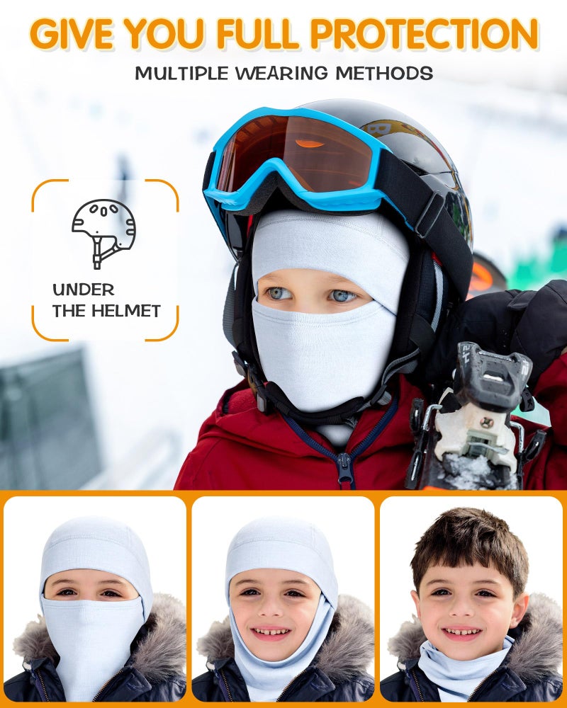 AOPREL Kids Balaclava Ski Mask, Modal Wool Blend Soft Face Mask for Boys & Girls, Windproof Full Face Cover for Cold Weather - Image 4
